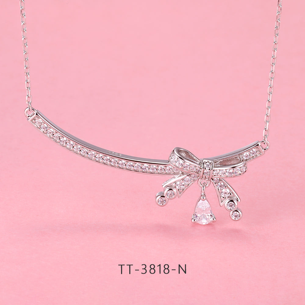 S925 Sterling Silver Bowknot and Teardrop Style Set Series