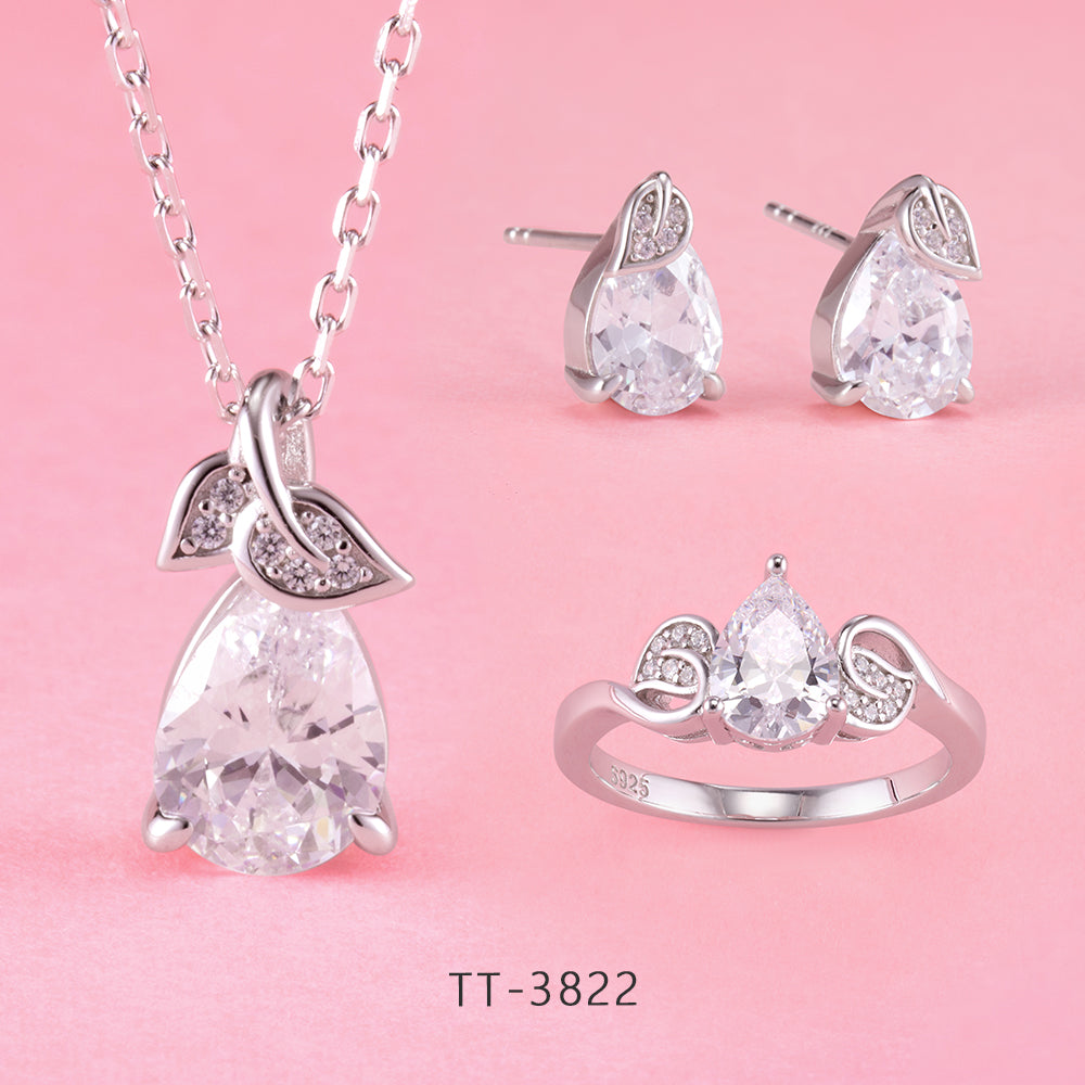 S925 Sterling Silver Leaf and Teardrop Style Set Series