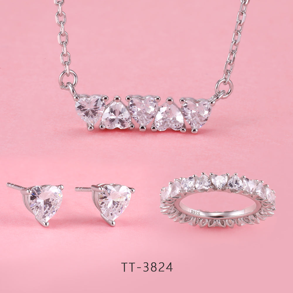 S925 Sterling Silver Multiple Heart Style Set Series