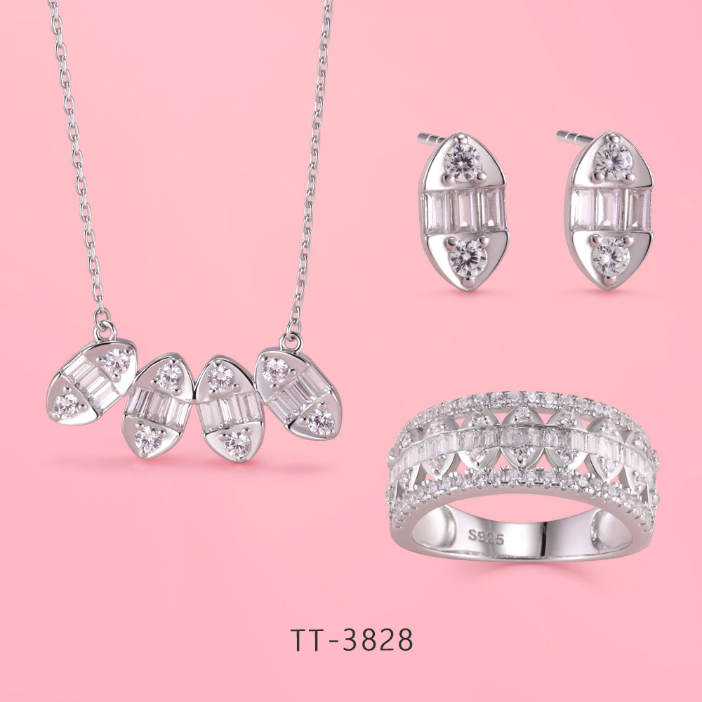 S925 sterling silver square rock - candy series set.
