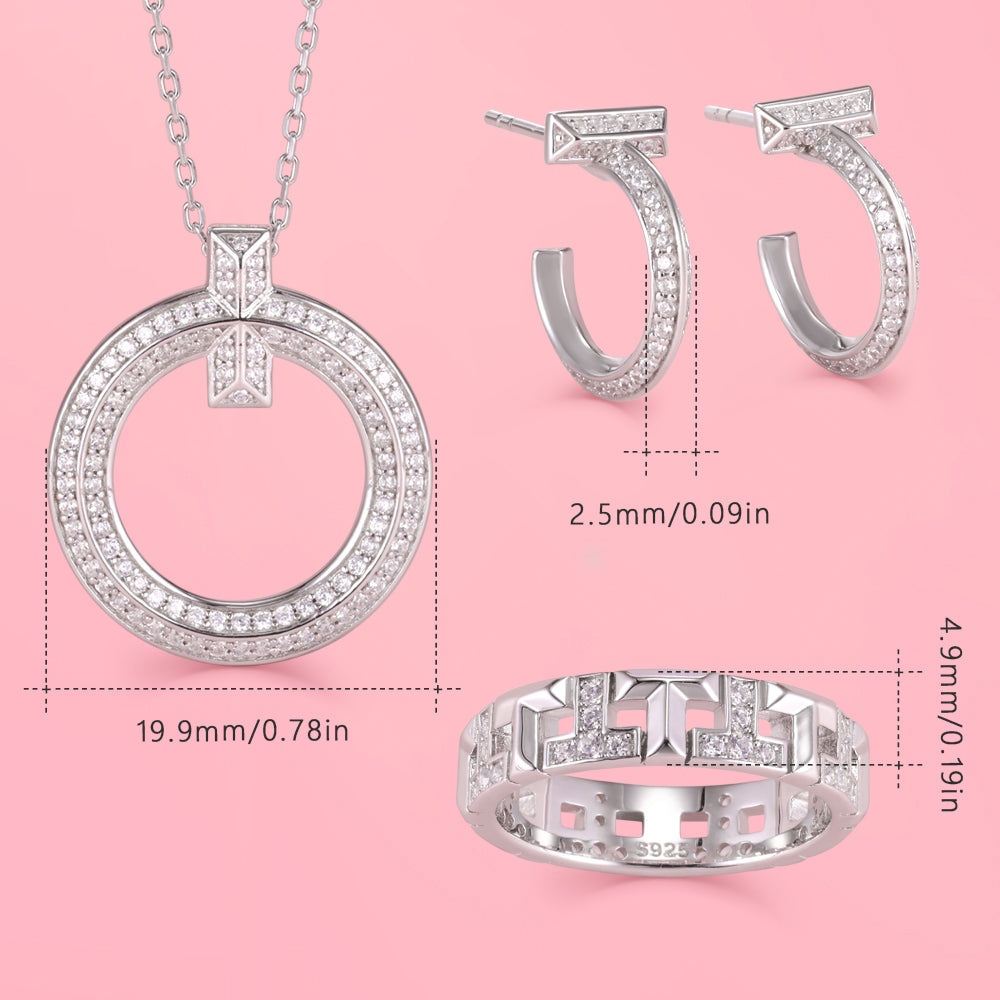 S925 Sterling Silver T-shaped Ring Style Set Series
