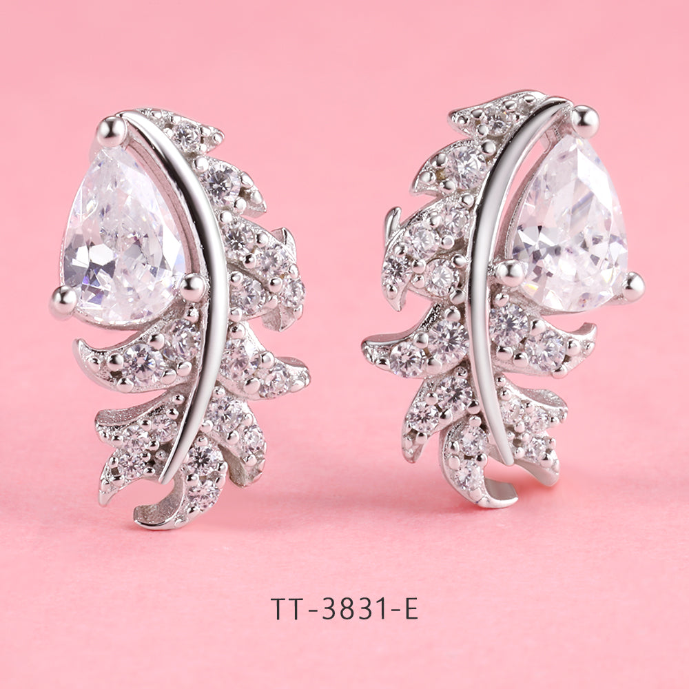 S925 Sterling Silver Feather Style Earrings