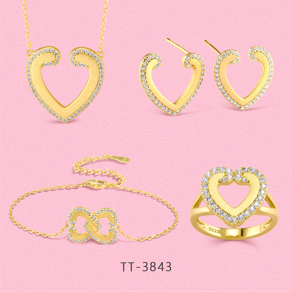S925 Sterling Silver Vintage Heart-shaped Style Set Series