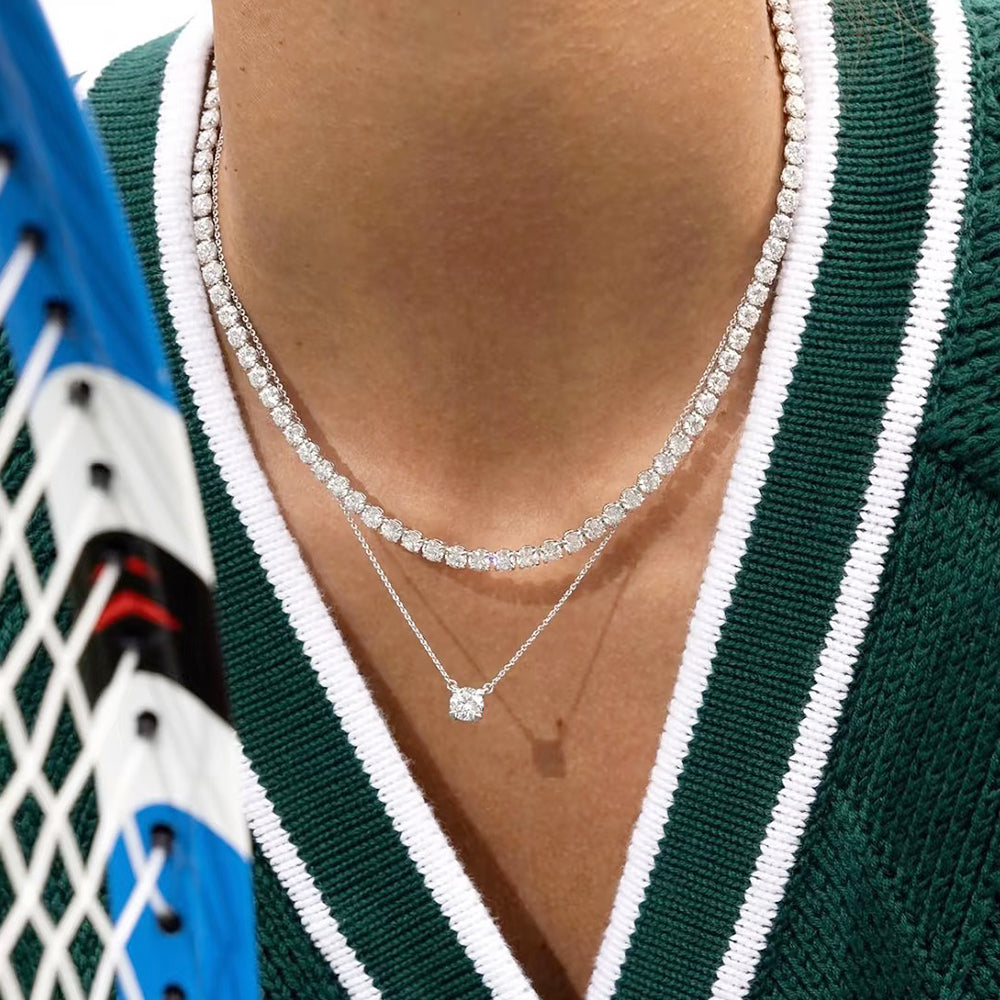 Moissanite Diamodn S925 sterling silver tennis - style fashionable necklace.