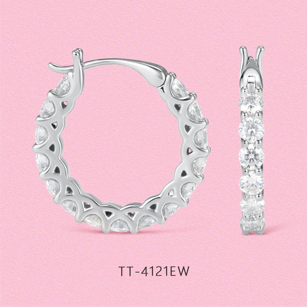 Full row of diamond S925 sterling silver stud earrings TT4121