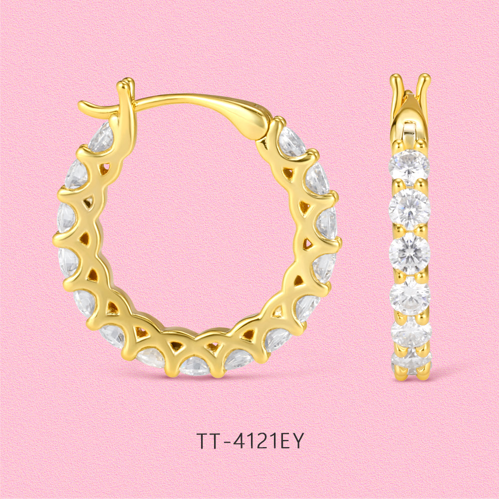 Full row of diamond S925 sterling silver stud earrings TT4121