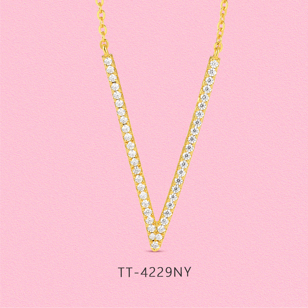 Letter V Moissanite diamond Mosaic necklace TT4229