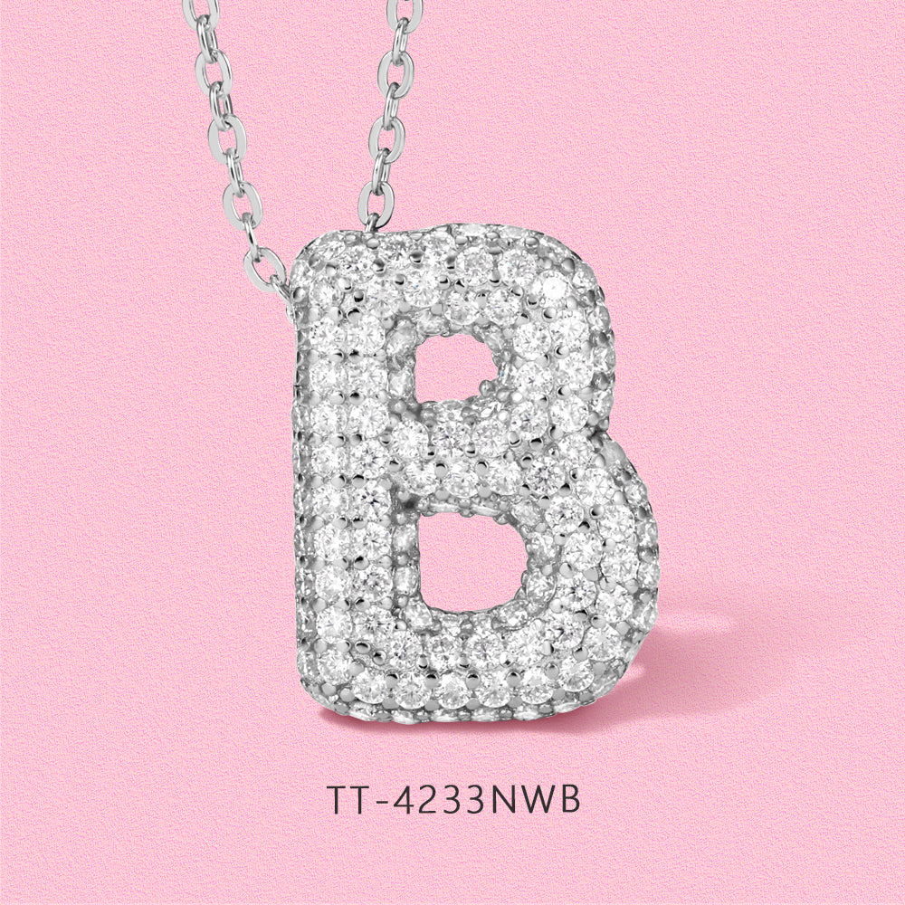 Moissanite sparkling bubble personality English letters S925 sterling silver necklace TT4233NY
