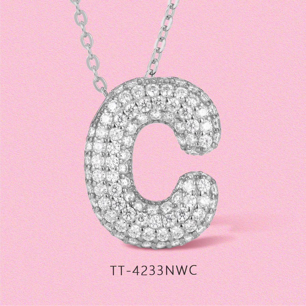 Moissanite sparkling bubble personality English letters S925 sterling silver necklace TT4233NY