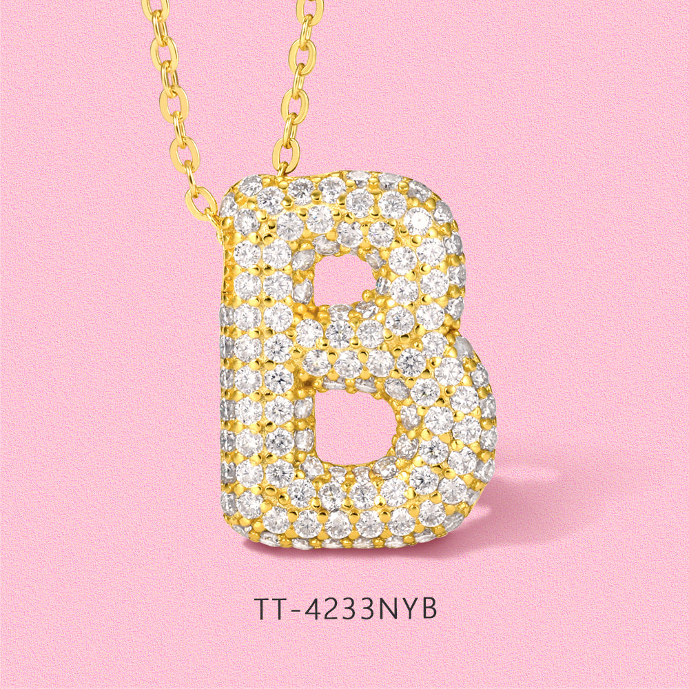 Moissanite sparkling bubble personality English letters S925 sterling silver necklace TT4233NY