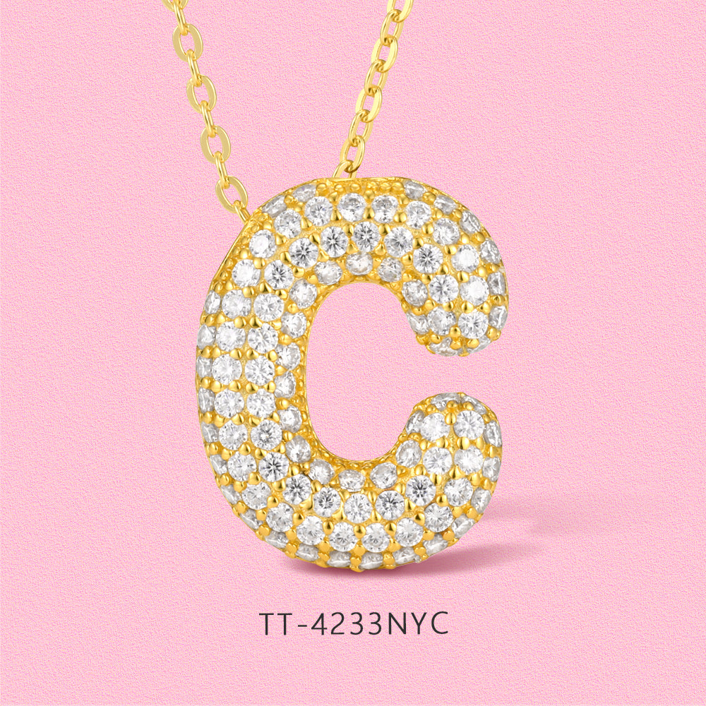 Moissanite sparkling bubble personality English letters S925 sterling silver necklace TT4233NY