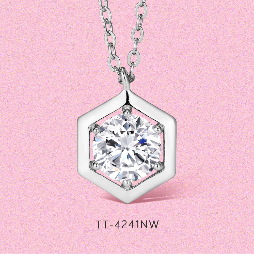 Moissanite diamond S925 sterling silver geometric necklace TT4241