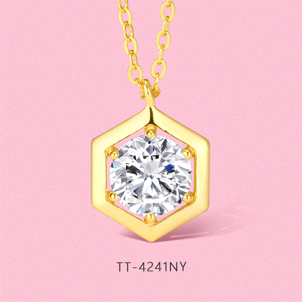 Moissanite diamond S925 sterling silver geometric necklace TT4241