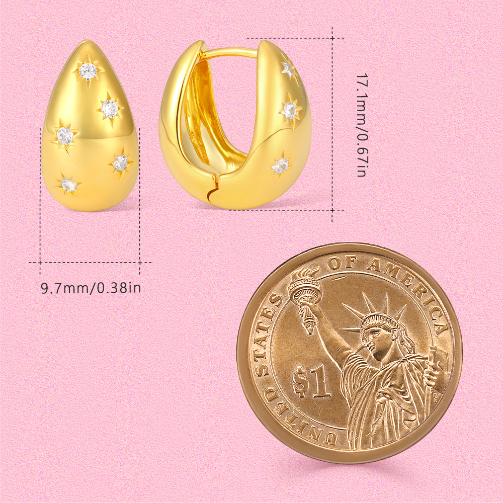 Eight-pointed starlight gold water drop earrings TT4244