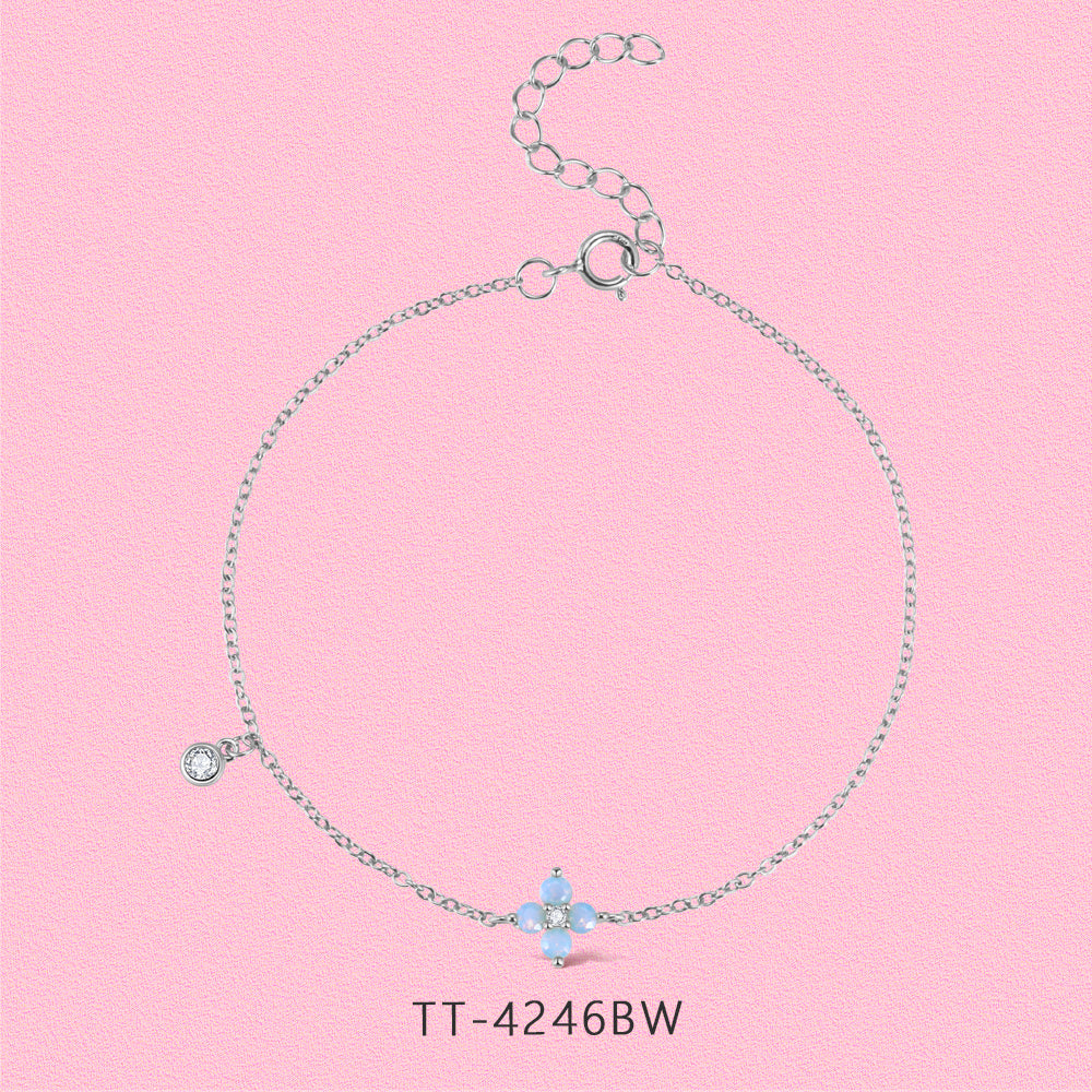 Lucky four-leaf clover with diamond S925 sterling silver bracelet TT4246