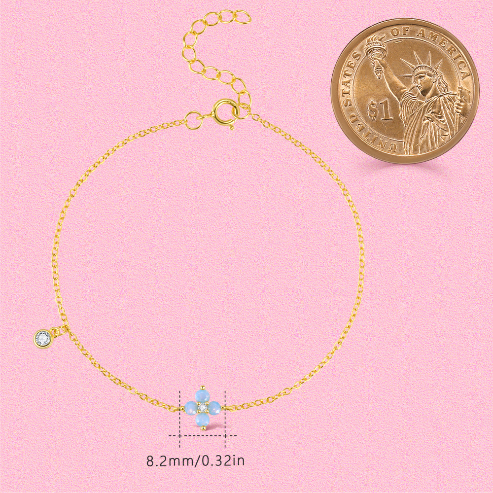 Lucky four-leaf clover with diamond S925 sterling silver bracelet TT4246