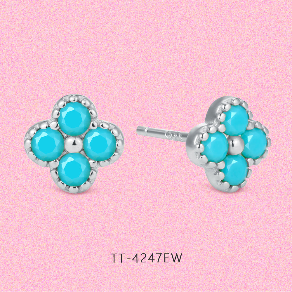 Lucky four-leaf Clover S925 sterling silver stud earrings TT4247