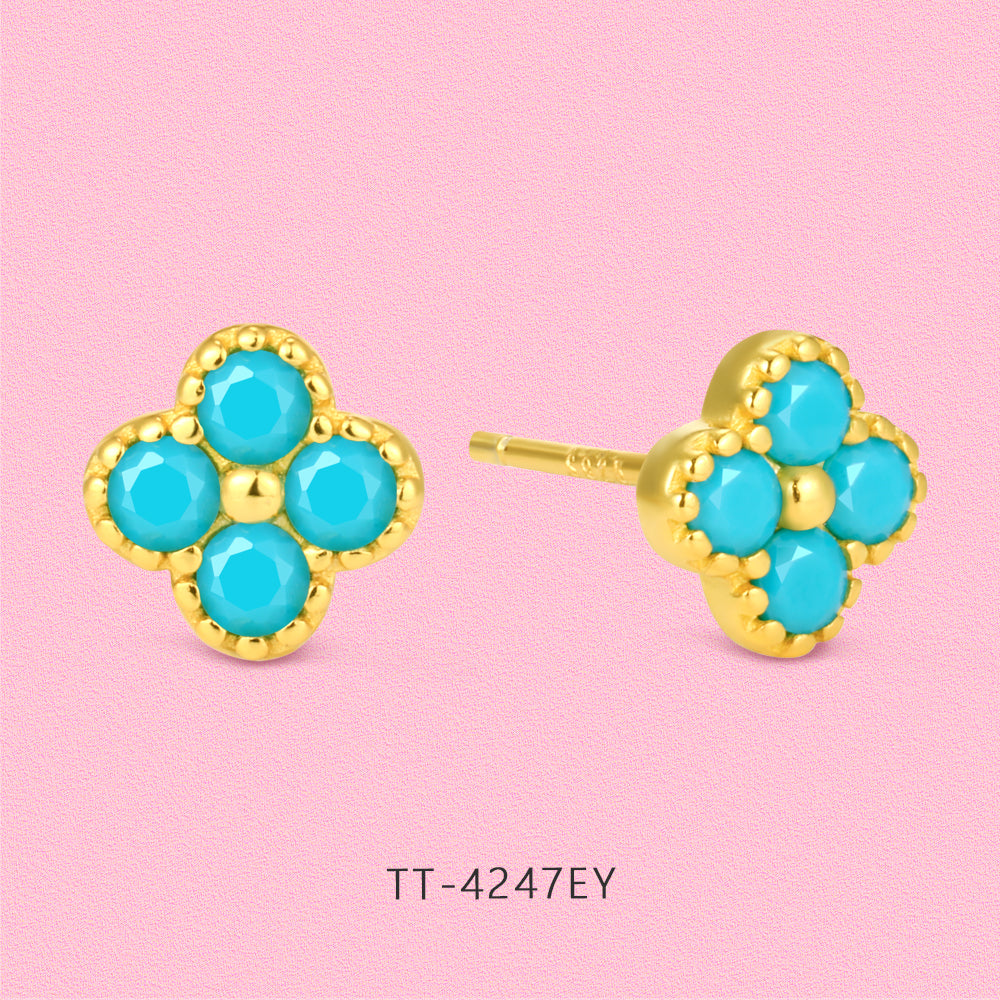 Lucky four-leaf Clover S925 sterling silver stud earrings TT4247