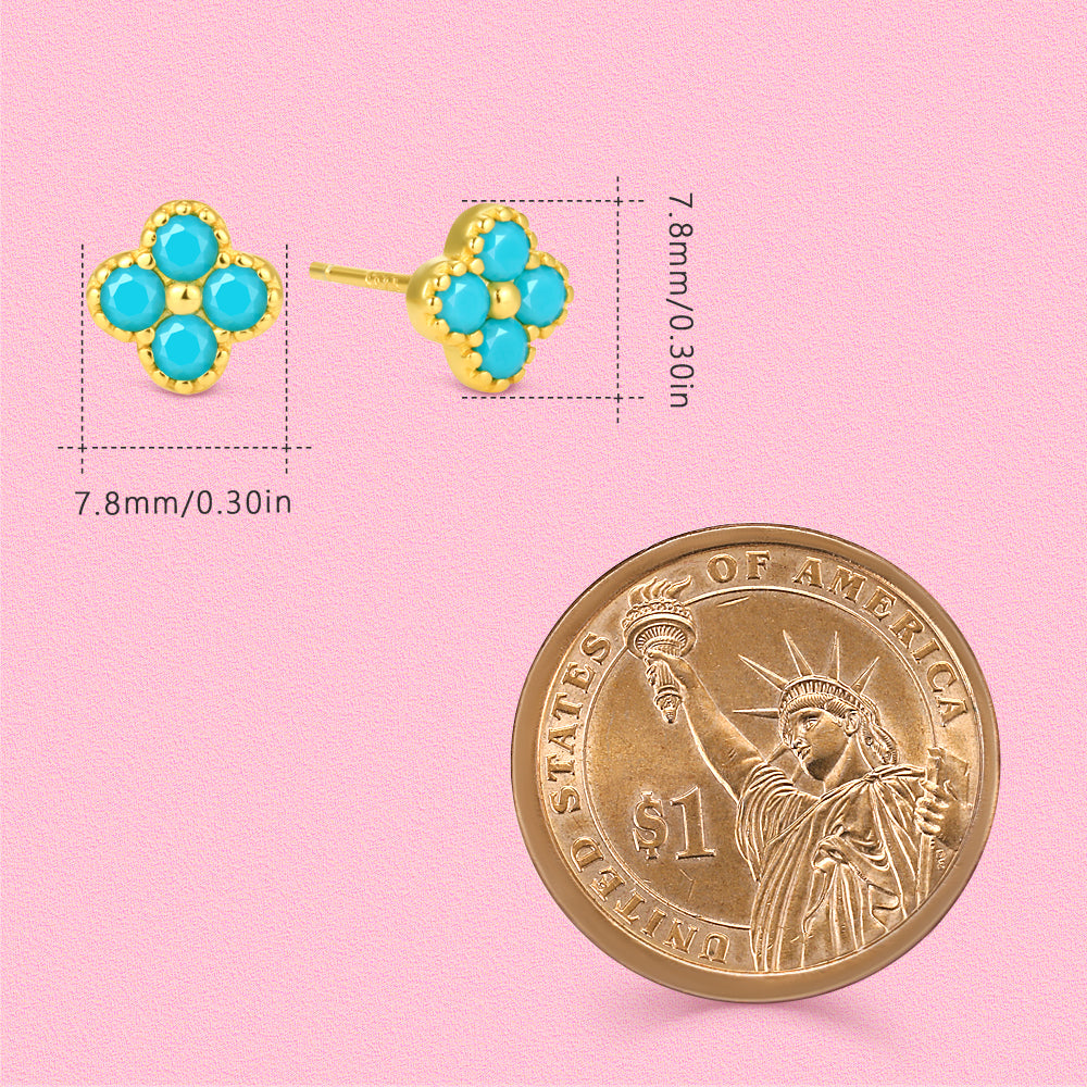 Lucky four-leaf Clover S925 sterling silver stud earrings TT4247
