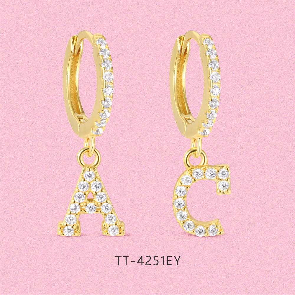 Letters S925 sterling silver stud earrings TT4251