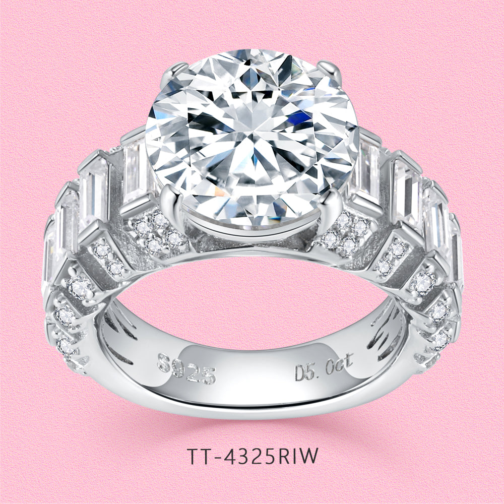 Yumato luxurious 5ct Moissanite square diamond ring R4325