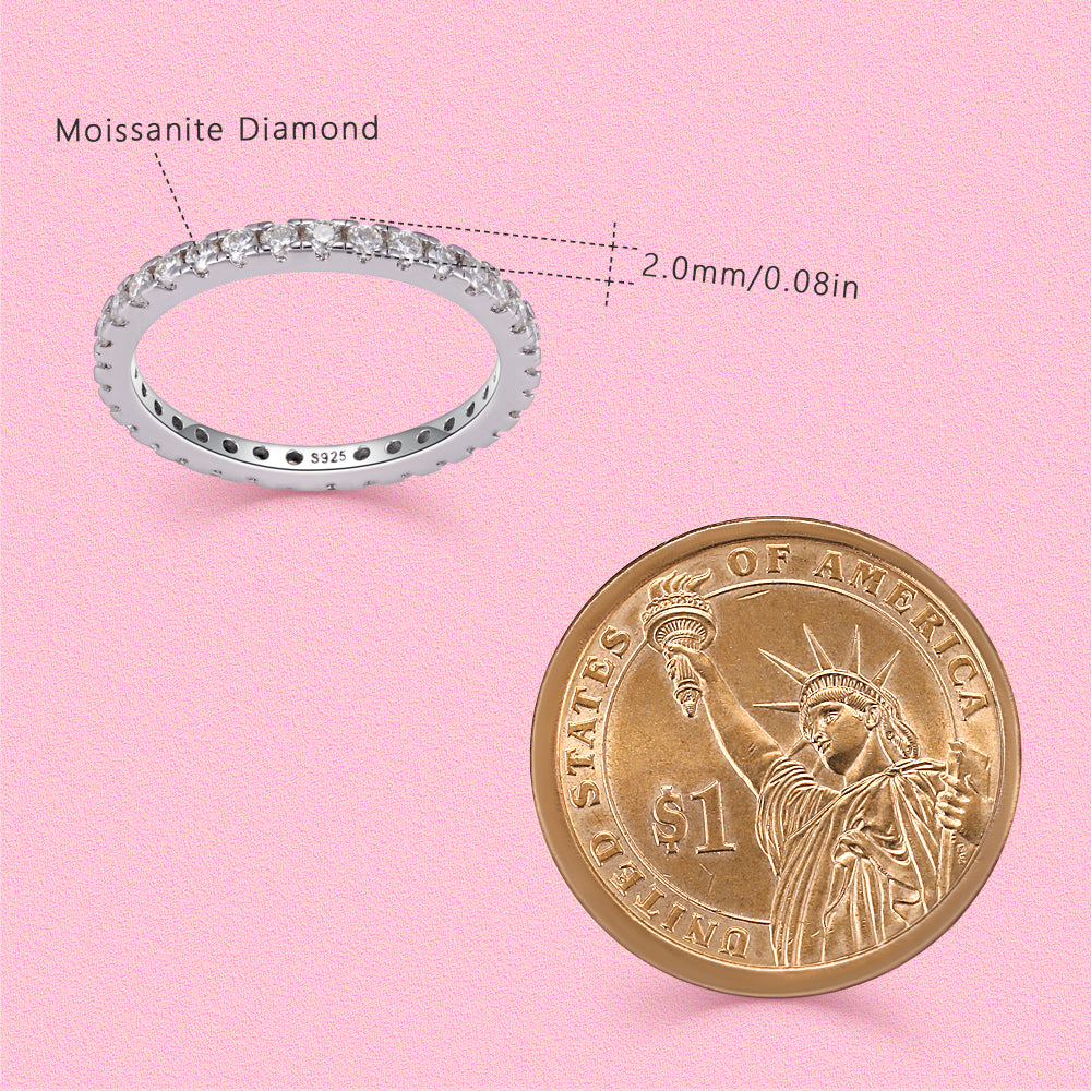 Yumato Maissanite Diamond S925 Sterling Silver Imple ring R4457