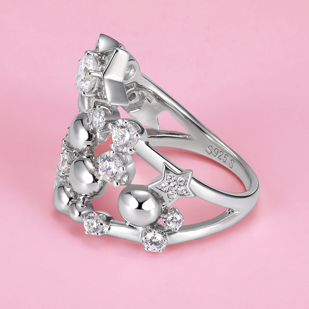 Yumato A sparkling round pearl five-pointed star style niche ring R4478