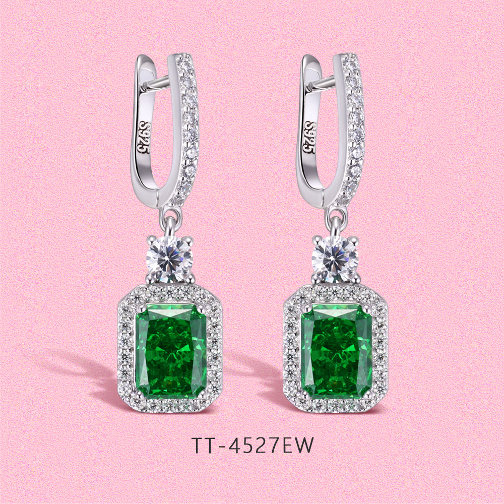 Yumato Laboratory-grown emerald luxury party earrings E4527