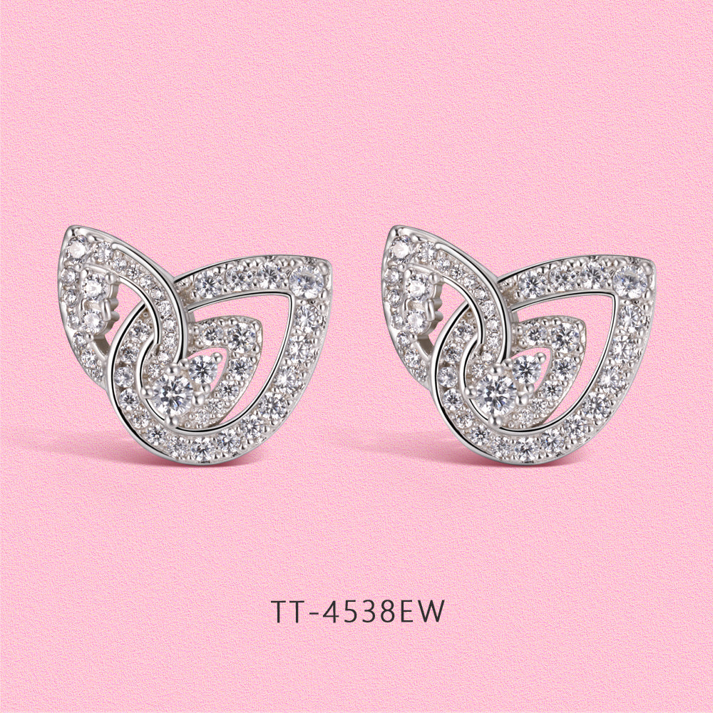 Yumato S925 sterling silver double-leaf water-drop high-end feel ear studs E4538