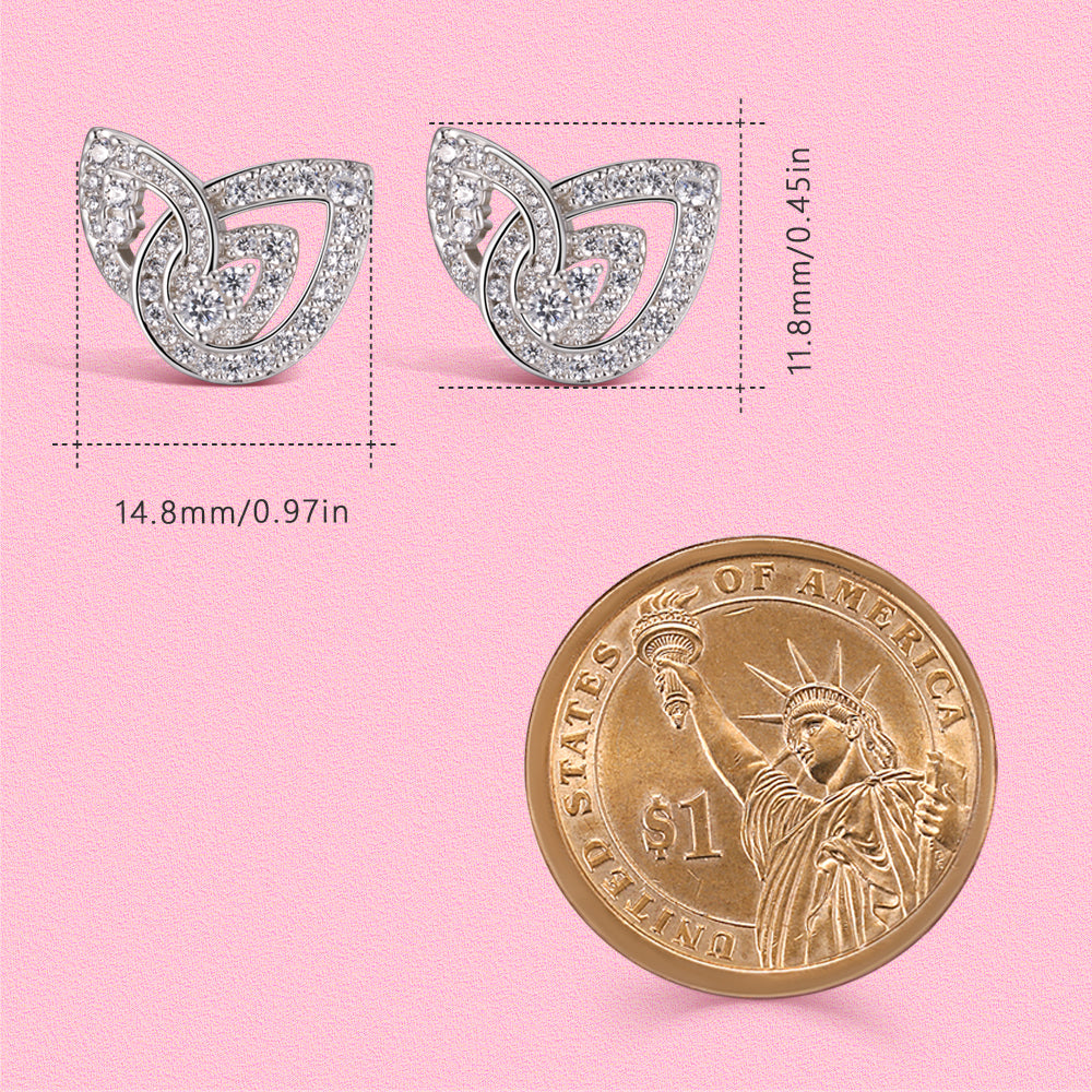 Yumato S925 sterling silver double-leaf water-drop high-end feel ear studs E4538