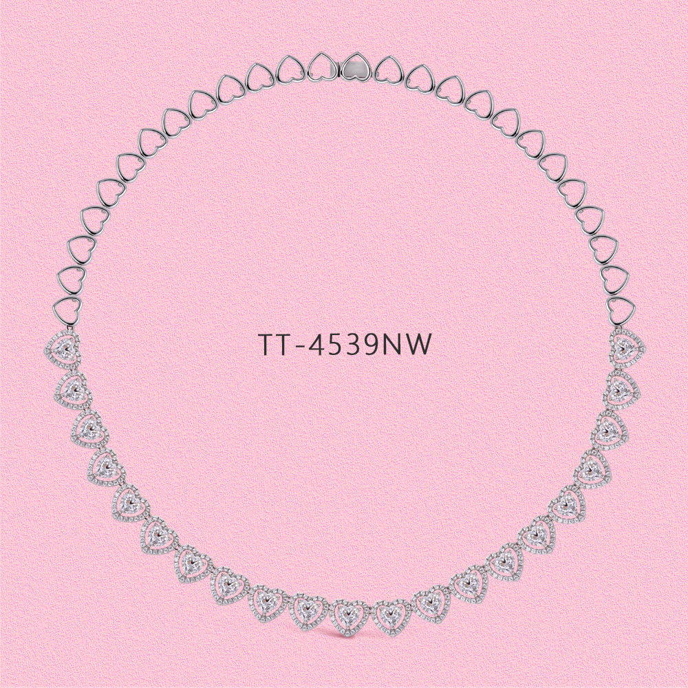 Yumato Moissanite and cultivated gemstone sweet heart-shaped stud earrings and necklaces