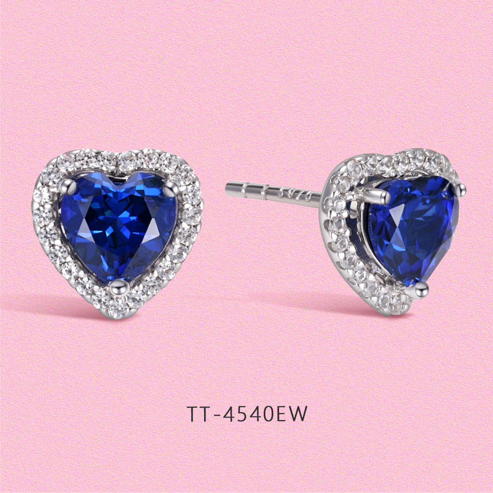 Yumato Moissanite and cultivated gemstone sweet heart-shaped stud earrings and necklaces