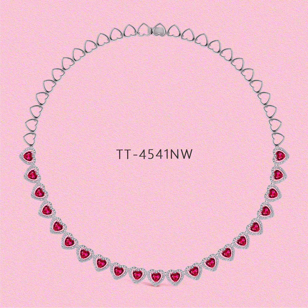 Yumato Moissanite and cultivated gemstone sweet heart-shaped stud earrings and necklaces