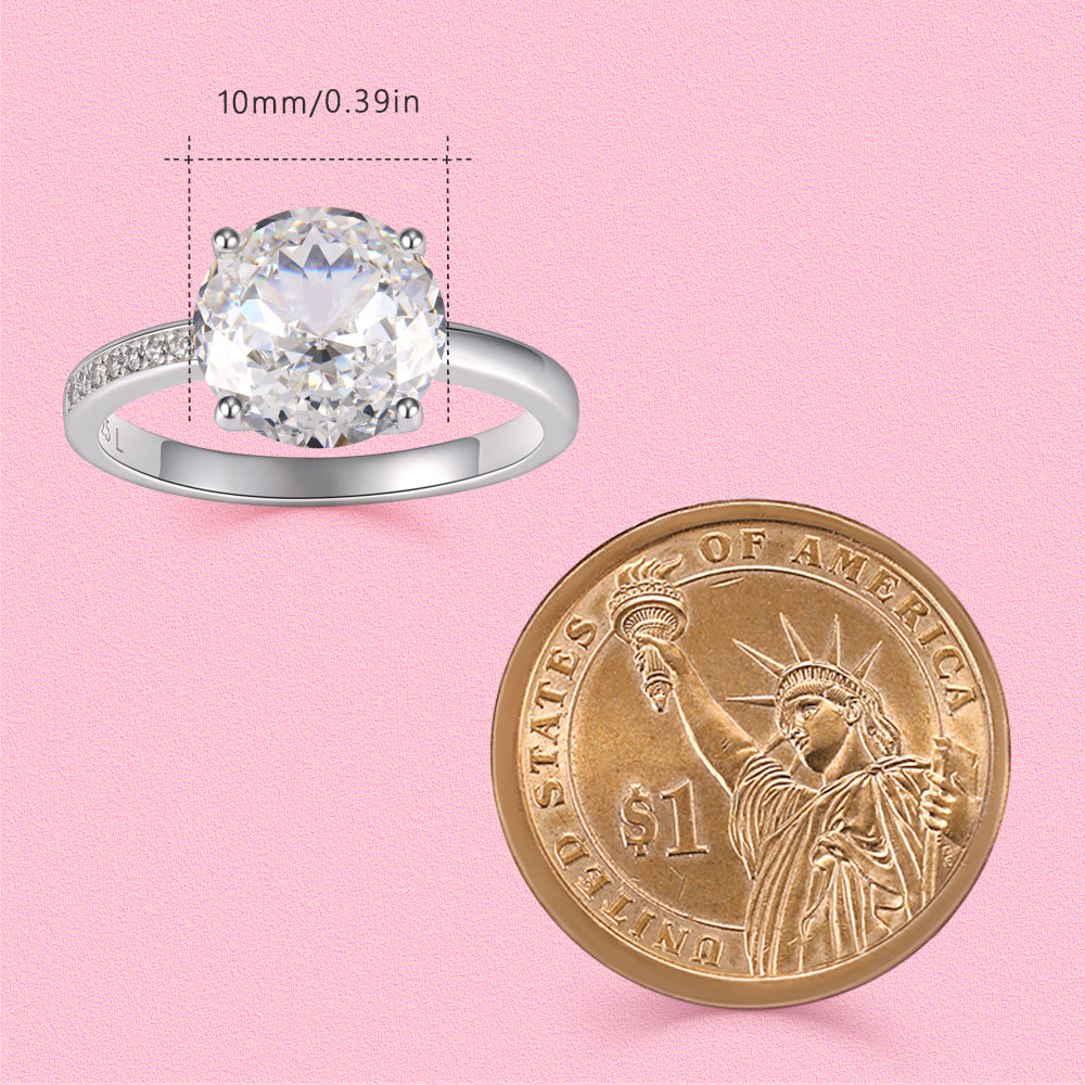 Yumato S925 sterling silver 4-carat single diamond ring set with laboratory-grown gemstones