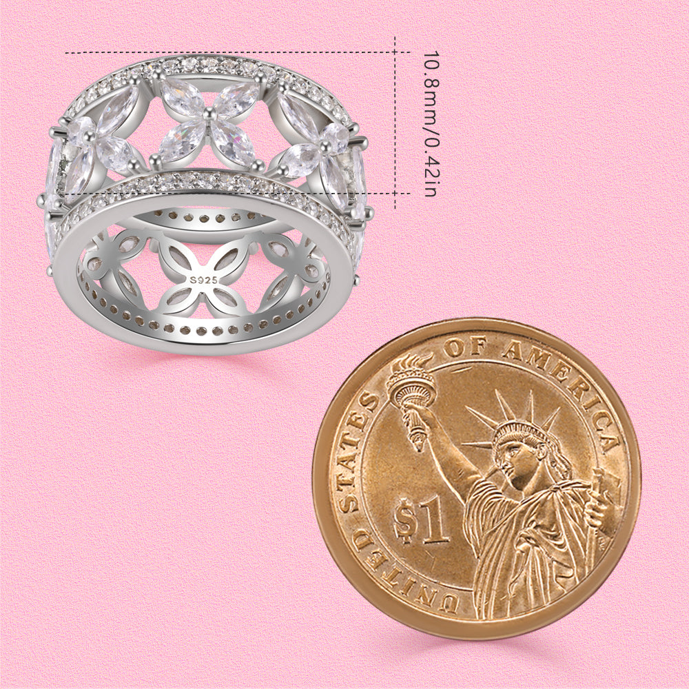 Yumato luxurious wide-face ring fully set with flowers 4804R