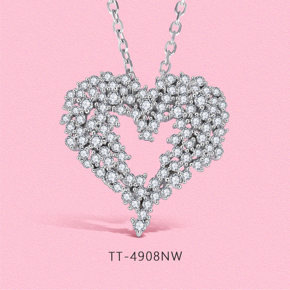 Yumato S925 sterling silver studded with starry heart jewelry set