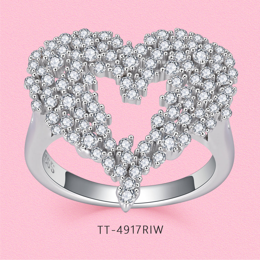 Yumato S925 sterling silver studded with starry heart jewelry set