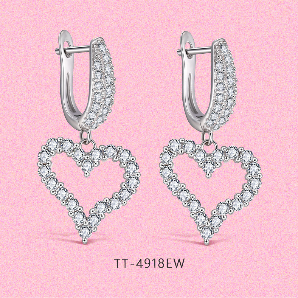 Yumato S925 sterling silver studded with starry heart jewelry set