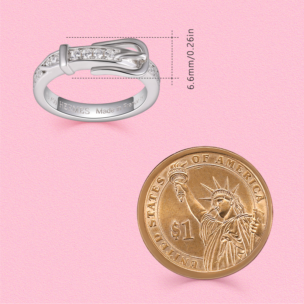 Yumato S925 sterling silver belt-shaped ring