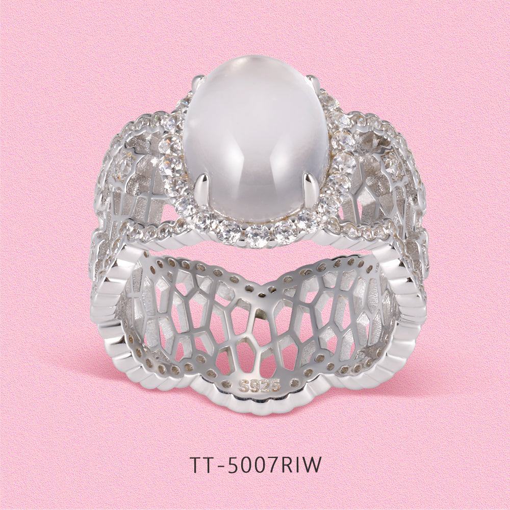 Yumato Clear natural ice type Full Diamond Ring Stud Necklace set