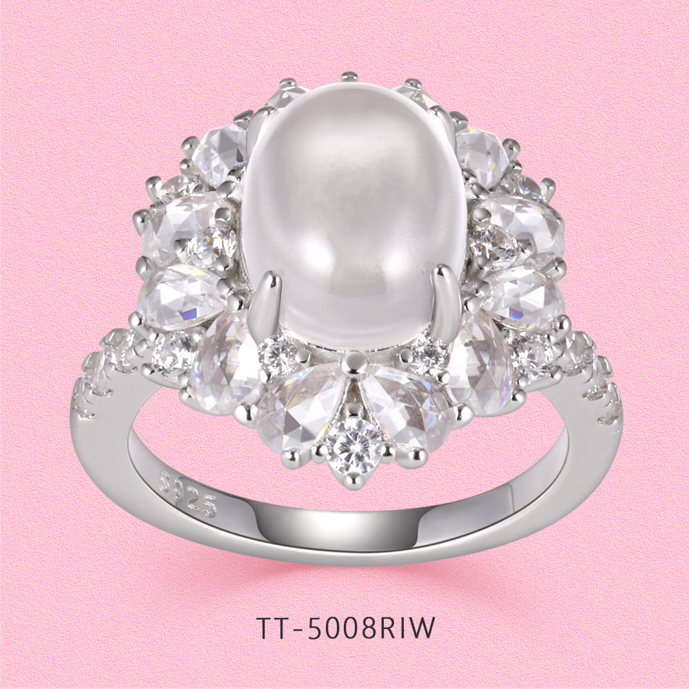 Yumato Clear natural ice type Full Diamond Ring Stud Necklace set