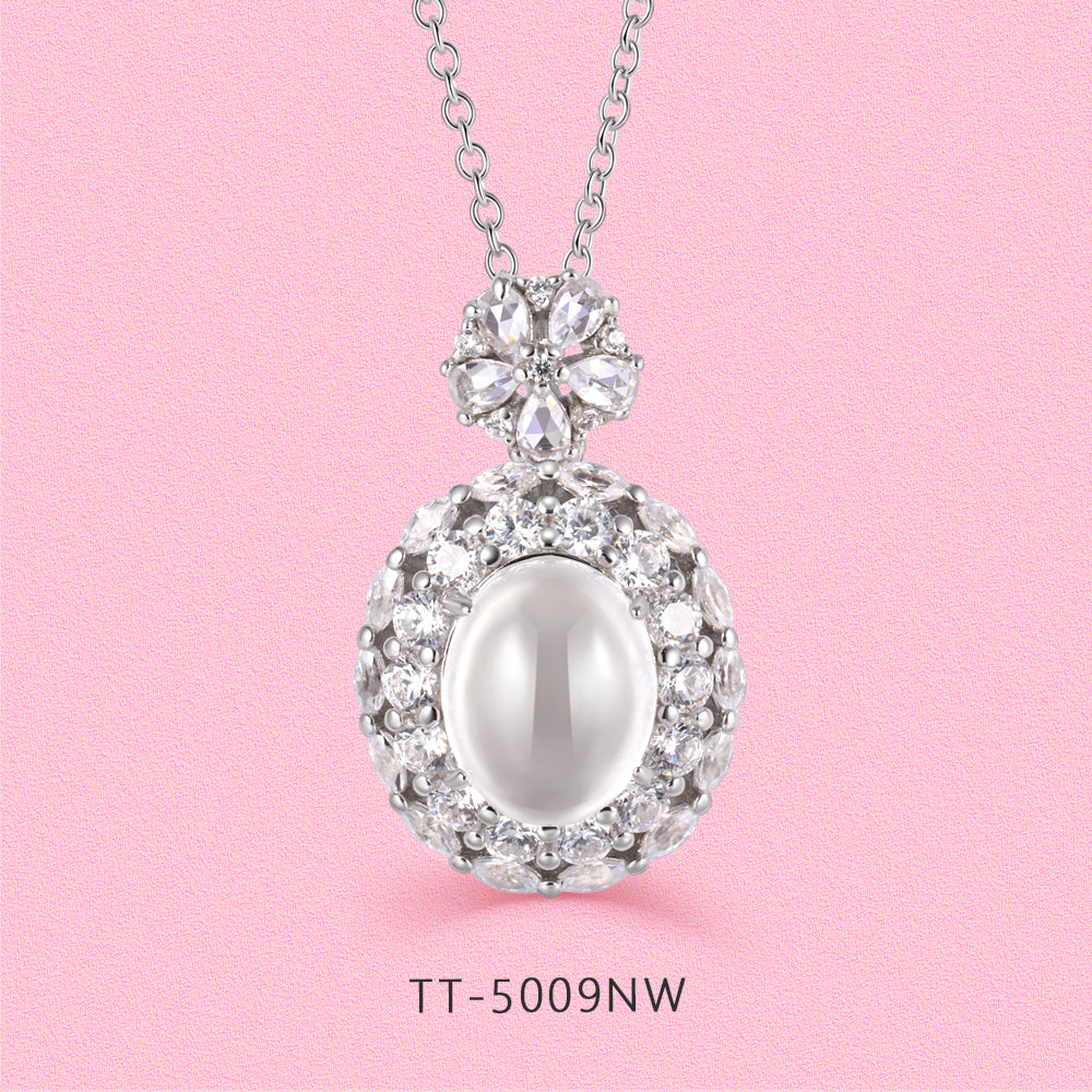 Yumato Clear natural ice type Full Diamond Ring Stud Necklace set