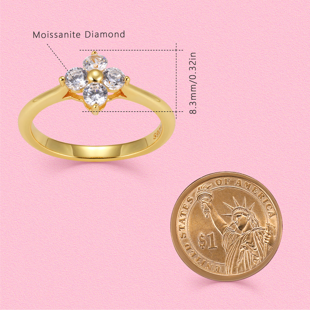 Yumato Shining Morning Star Clover S925 sterling silver ring