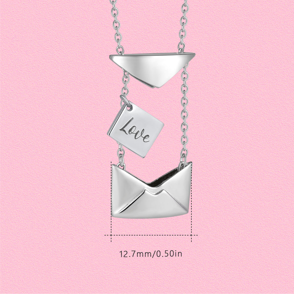 Yumato Free engraved couple love letter envelope S925 sterling silver necklace christmas gift