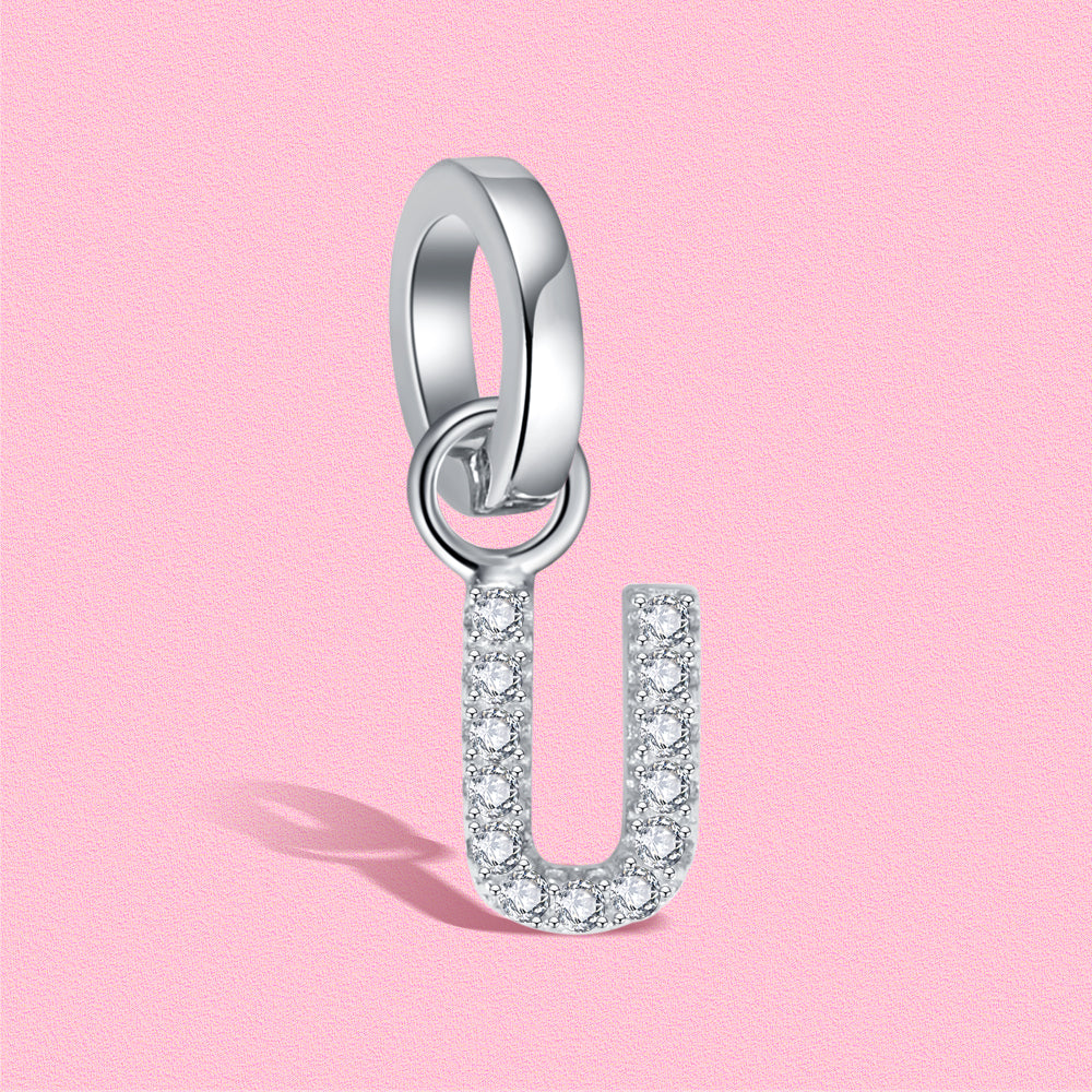 Yumato S925 Sterling Silver 26 Letter DIY Pendant Love Bracelet (Free Choice Style) Fashion Pendant Gifts for yourself, girl, lover,friend P01