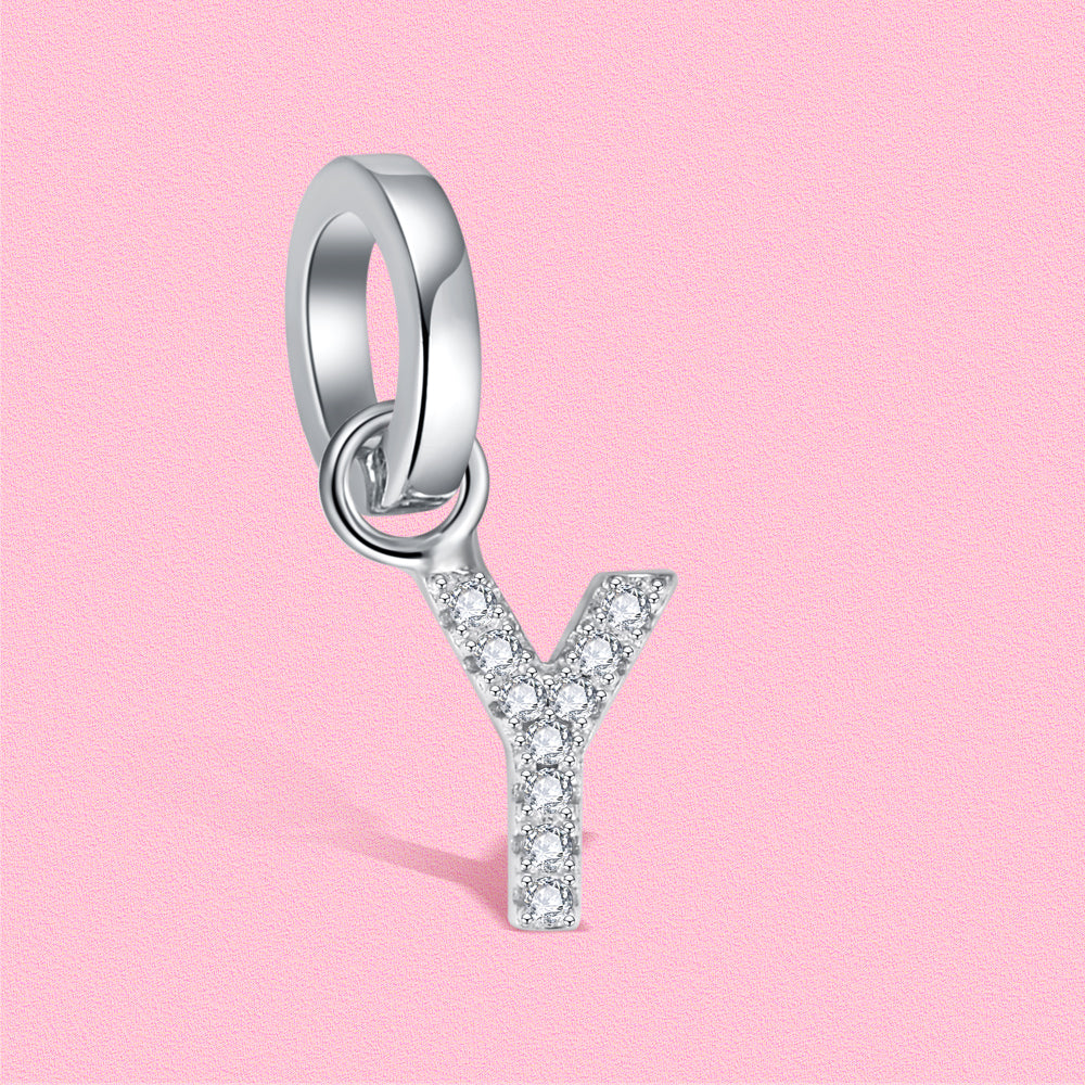 Yumato S925 Sterling Silver 26 Letter DIY Pendant Love Bracelet (Free Choice Style) Fashion Pendant Gifts for yourself, girl, lover,friend P01