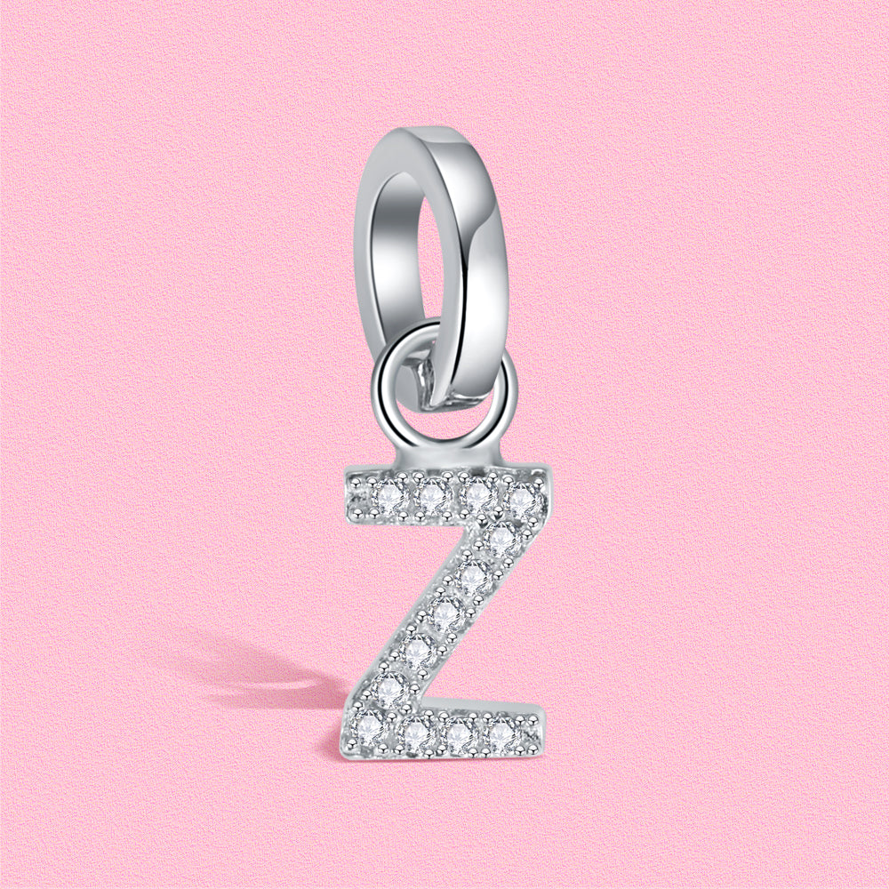 Yumato S925 Sterling Silver 26 Letter DIY Pendant Love Bracelet (Free Choice Style) Fashion Pendant Gifts for yourself, girl, lover,friend P01