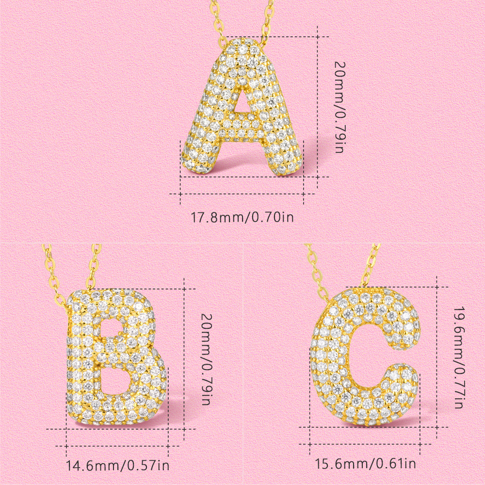 Moissanite sparkling bubble personality English letters S925 sterling silver necklace TT4233NY