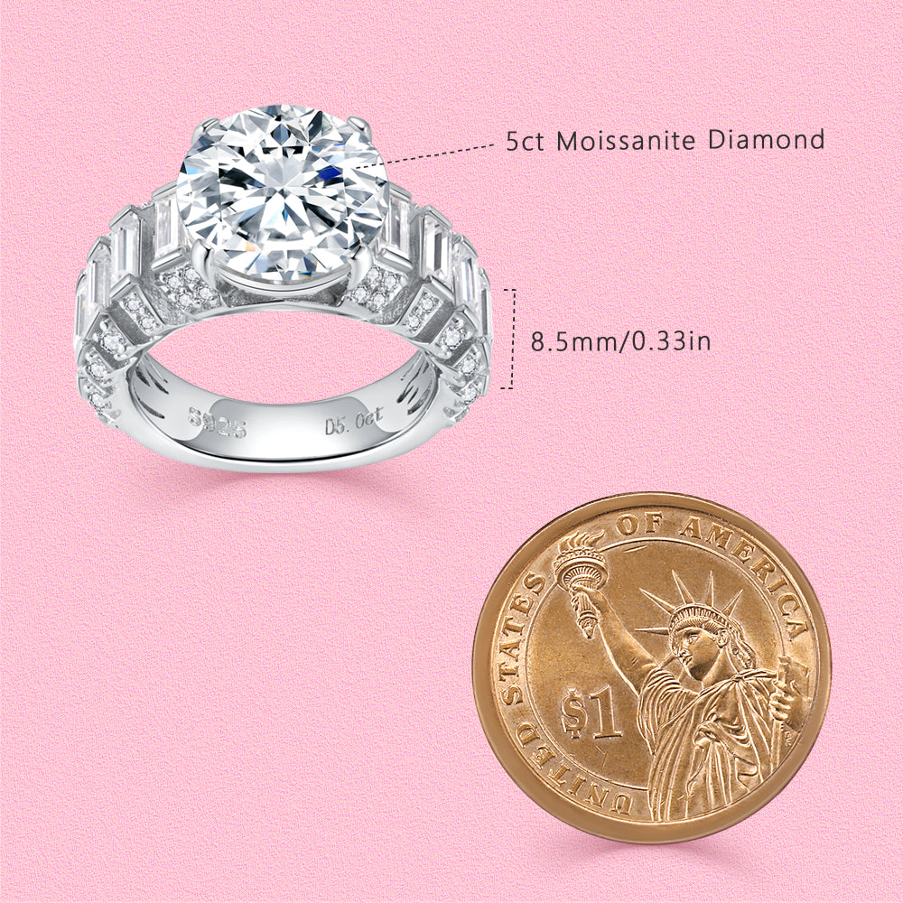 Yumato luxurious 5ct Moissanite square diamond ring R4325