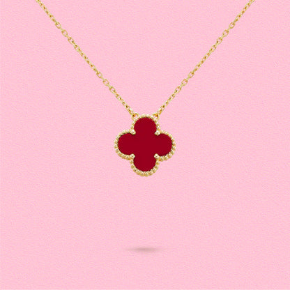 Yumato s925 sterling silver carnelian Clover necklace